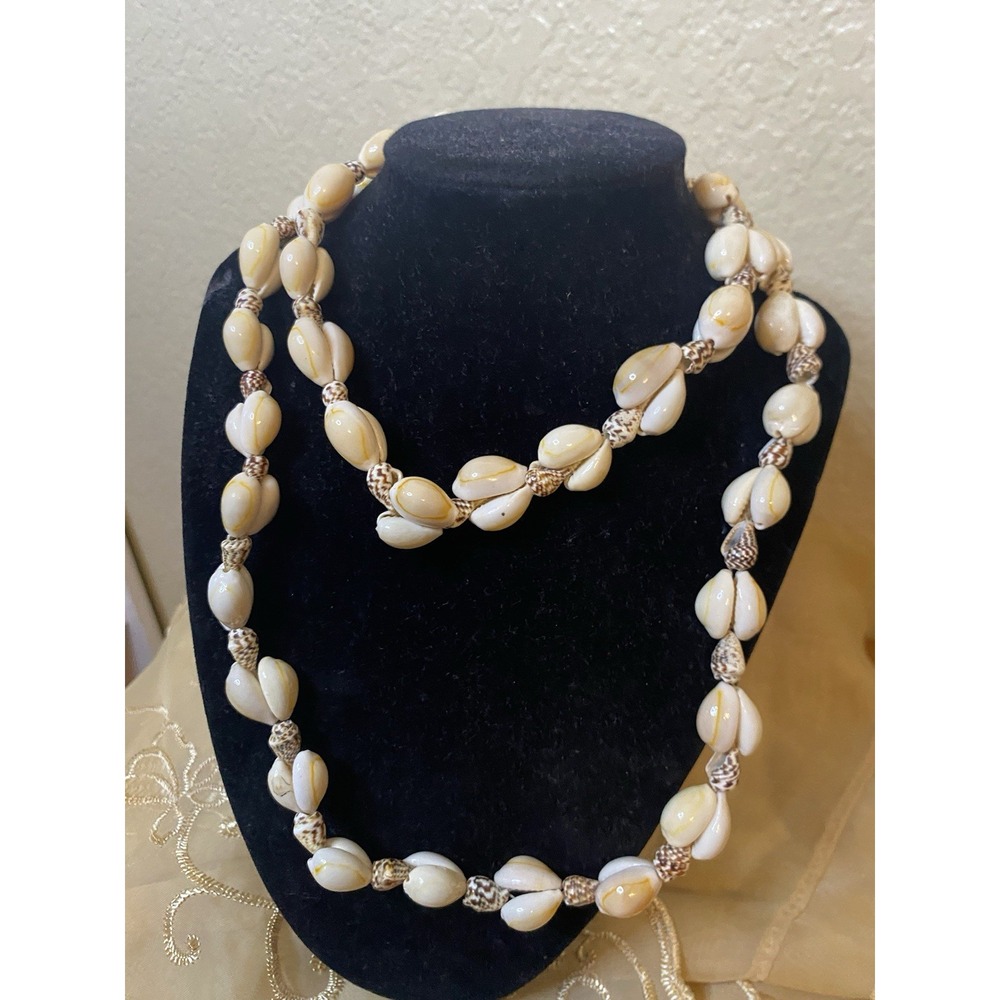 Vintage Bohemian Beach Style Sea Shell Beaded Necklace Long - Picture 3 of 4